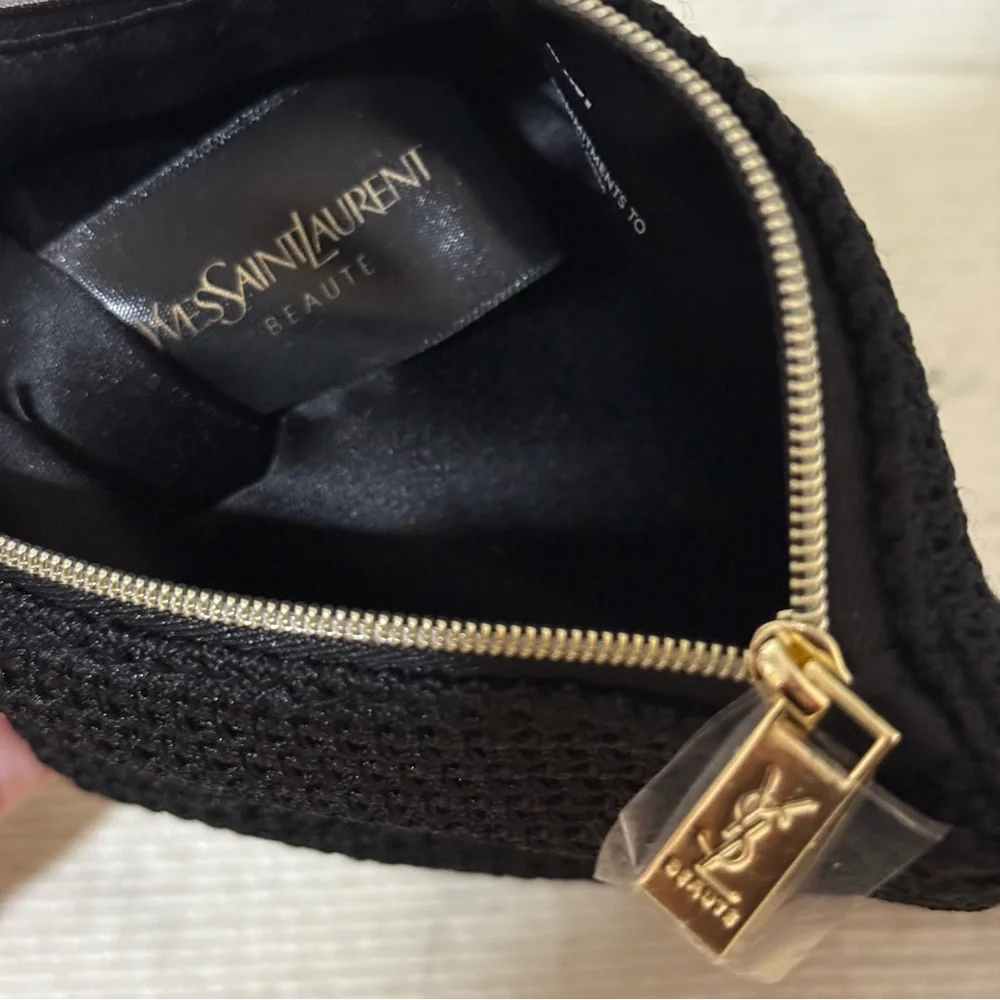 Yves Saint Laurent Black Woven Cosmetic Pouch